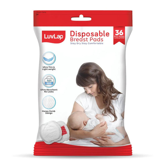LuvLap Ultra Thin Disposable Breast Pads, Super Absorbent, Discreet Fit, Pack of 36 (White)