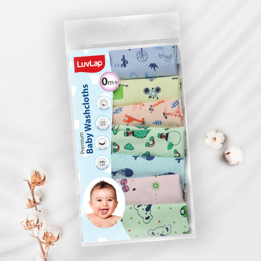LuvLap Premium Baby Washcloths, 7 Pcs, Giraffe Print