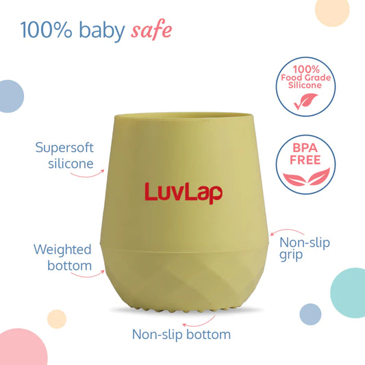 LuvLap Silicone Baby & Toddler Training Cup & Spoon, 100% Food Grade Silicone,  Unbreakable, BPA & Plastic Free, Baby Led Weaning utensil, baby shower gift