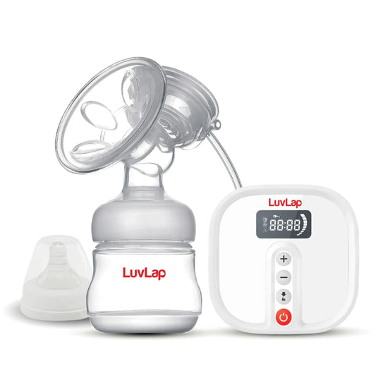 LuvLap Convertible Electric Breast Pump with 3 Phase Pumping, Convertible to Manual Breast Pump, 2pcs Breast pads free, Soft & Gentle, BPA Free, Run on Direct Power, No Battery