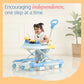 LuvLap Comfy Baby Walker & Rocker with Parental Push Handle, Anti Fall, anti Skid mechanism, Height Adjustable with Light, Rattle & Musical Toys, Cushioned Walker for baby 6-18months (Blue)