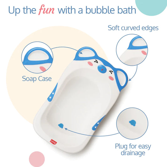 LuvLap Bubble Baby Bath tub with Soft Curved Edges, 6 m+, Ergonomic & Spacious, Durable Material (Blue)