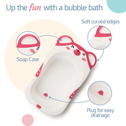 LuvLap Bubble Baby Bath tub with Soft Curved Edges, 6 m+, Ergonomic & Spacious, Durable Material (Pink)