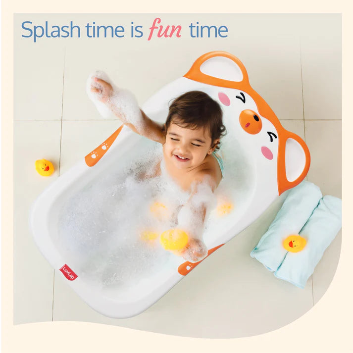 LuvLap Bubble Baby Bath tub with Soft Curved Edges, 6 m+, Ergonomic & Spacious, Durable Material (Orange)