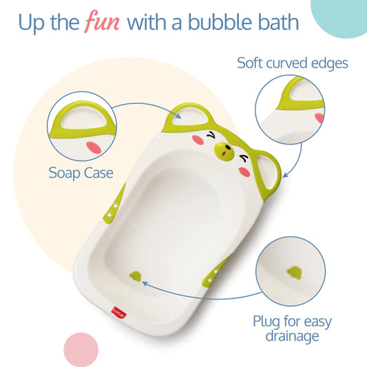 LuvLap Bubble Baby Bath tub with Soft Curved Edges, 6 m+, Ergonomic & Spacious, Durable Material (Green)