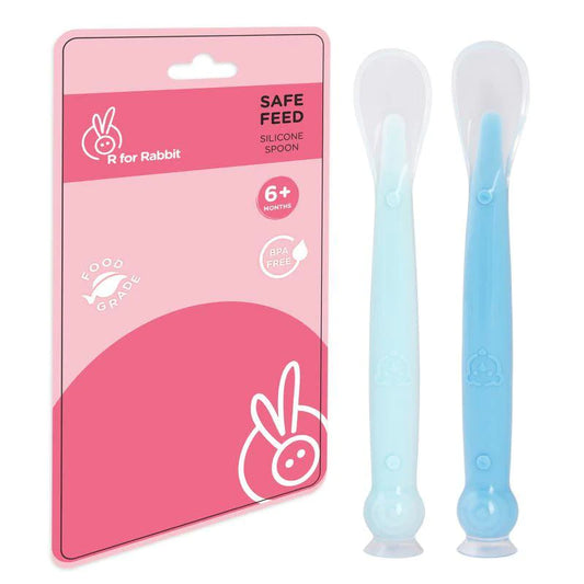 R For Rabbit Safe Feed Silicon Spoon -Lake Blue