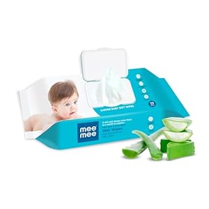 Mee Mee Caring Baby Wet Wipes with Lid (Aloe Vera, 72 Wipes)