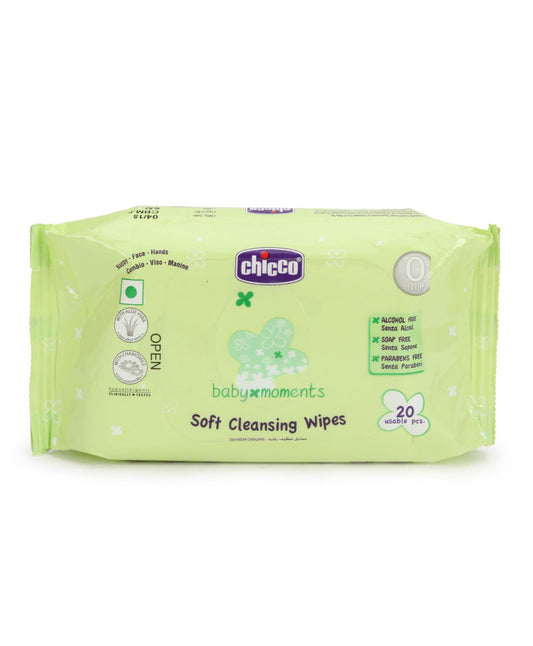 Chicco Baby Moments Soft Cleansing Wipes With Flap Cover - 20 Wipes