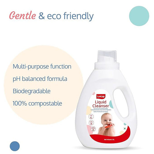 Luvlap Anti-Bacterial Baby Bottles Accessories and Vegetable Liquid Cleanser, 1500ml