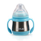 LuvLap steel Feeding bottle, made of high quality SS304 steel, Rust free stainless steel, ergonomic handle, BPA Free, Odour free, nipple has anti colic venting system, Blue, 3M+, 240 ml
