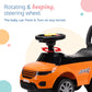 LuvLap Starlight Ride on & Car for kids with Music & Horn steering, Push Car for baby with Backrest, Safety guard, Under Seat Storage & Big Wheels, Ride on for kids 1 to 3 years upto 25 Kgs (Orange)