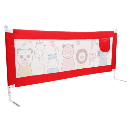 LuvLap Bed Rail Guard for Baby / Kids Safety, 180cm x 72 cm, Portable & Foldable, baby safety essential, Adjustable Height, attractive cartoon prints, fits all bed sizes (Red - Printed)