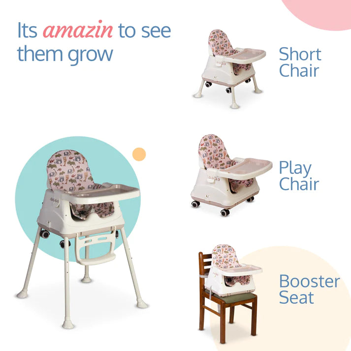 LuvLap Highchair with wheels - Pink