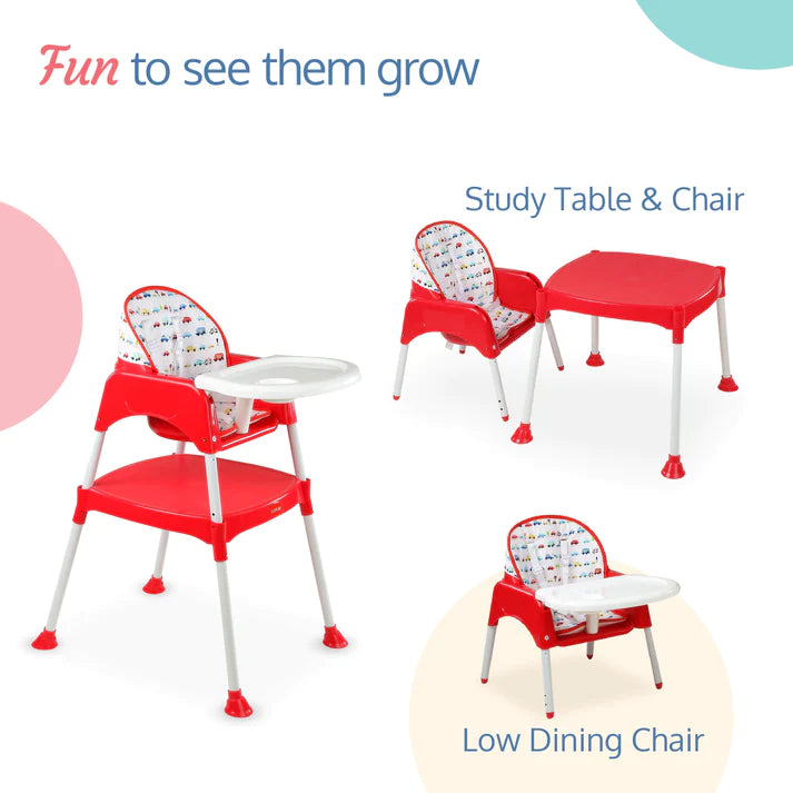 LuvLap 3 in 1 Baby High chair - Red 