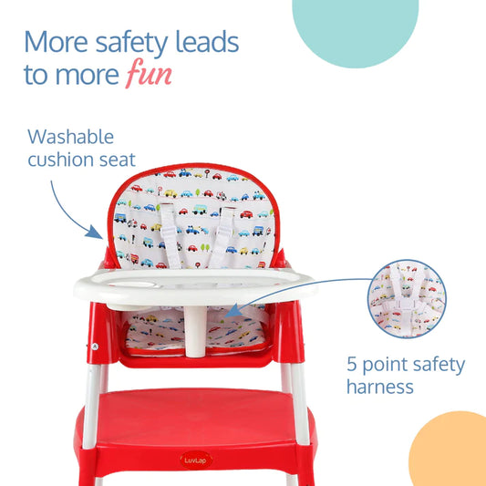LuvLap 3 in 1 Baby High chair - Red 