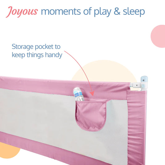 LuvLap Bed Rail Guard for Baby / Kids Safety, 180cm x 72 cm, Portable & Foldable, baby safety essential, Adjustable Height, fits all bed sizes (Pink - without print)