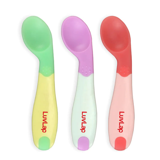 LuvLap Heat Sensing Baby Spoon Set of 3, BPA Free material with Food Grade Heat Sensing tip, Self Feeding Utensil, Baby Weaning Spoon for Kids 3 Months+ (Pink)