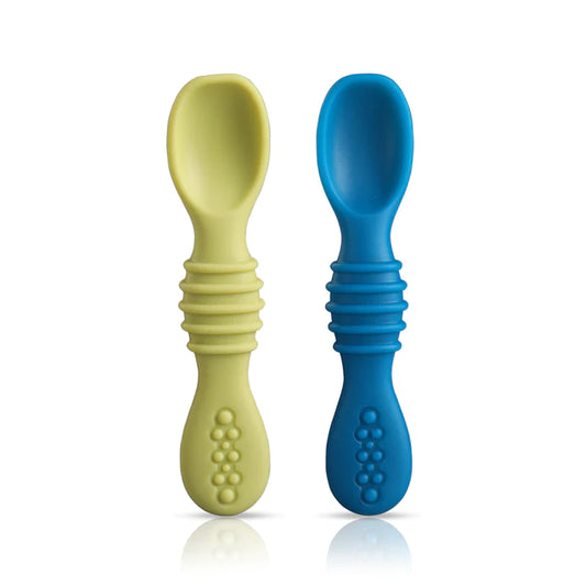 LuvLap Silicone Baby Led Weaning Spoons Set of 2, Baby Traning Spoon, Gum Friendly,  BPA Free