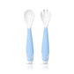 LuvLap Bendable Weaning Spoon & Fork Set with rounded tip, Baby Feeding Spoons, Baby Self feeding, Baby Cutlery, Heat-Resistant Soft Silicone for Toddler, BPA Free, Food-grade material, 3m+ (Blue)