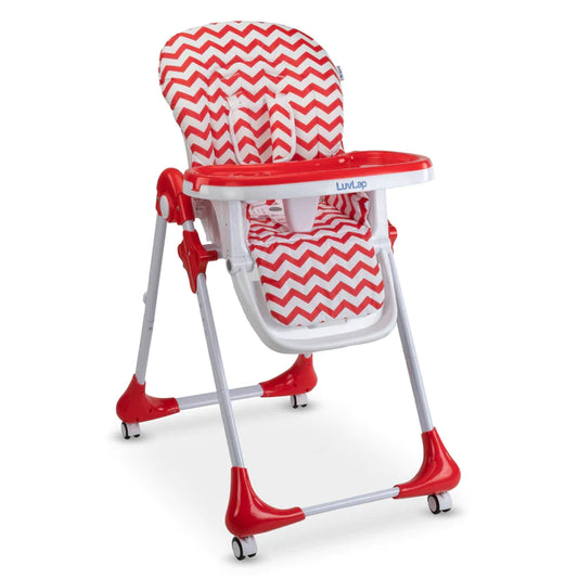 LuvLap Royal Highchair with Wheels, Red