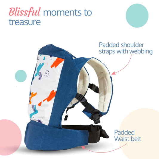 LuvLap Adore Baby Carrier with 3 carry positions, for 6 to 24 months baby, Max weight Up to 18 Kgs (Blue)